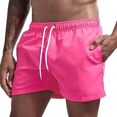 Quick-Dry Men's Swim Trunks with Drawstring Waist and Pockets