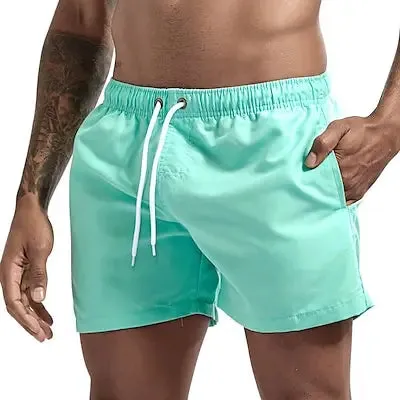 Quick-Dry Men's Swim Trunks with Drawstring Waist and Pockets