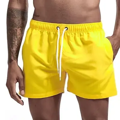 Quick-Dry Men's Swim Trunks with Drawstring Waist and Pockets