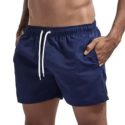 Quick-Dry Men's Swim Trunks with Drawstring Waist and Pockets