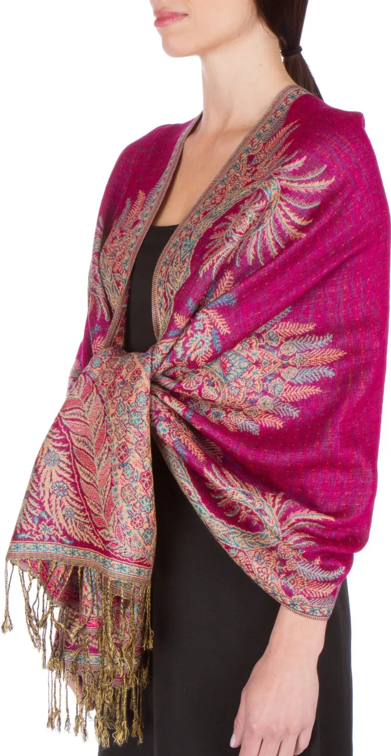 Sakkas 70" x 28" Big Paisley Jacquard Layered Woven Pashmina Shawl / Wrap Stole