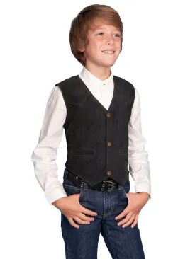 Scully Leather Kids Boys Black Boar Suede Western Vest