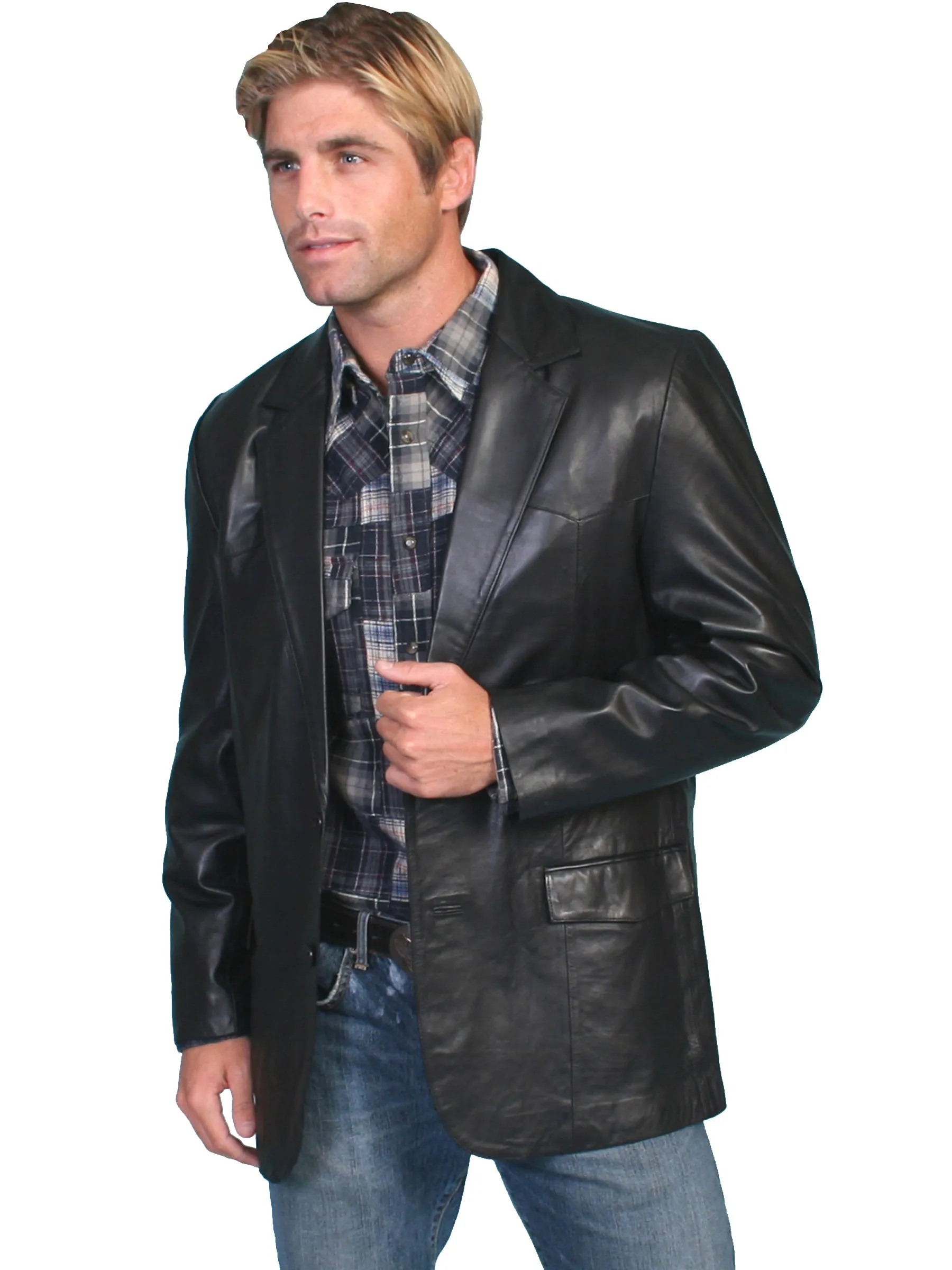 Scully Leather Mens Western Lambskin Blazer Black