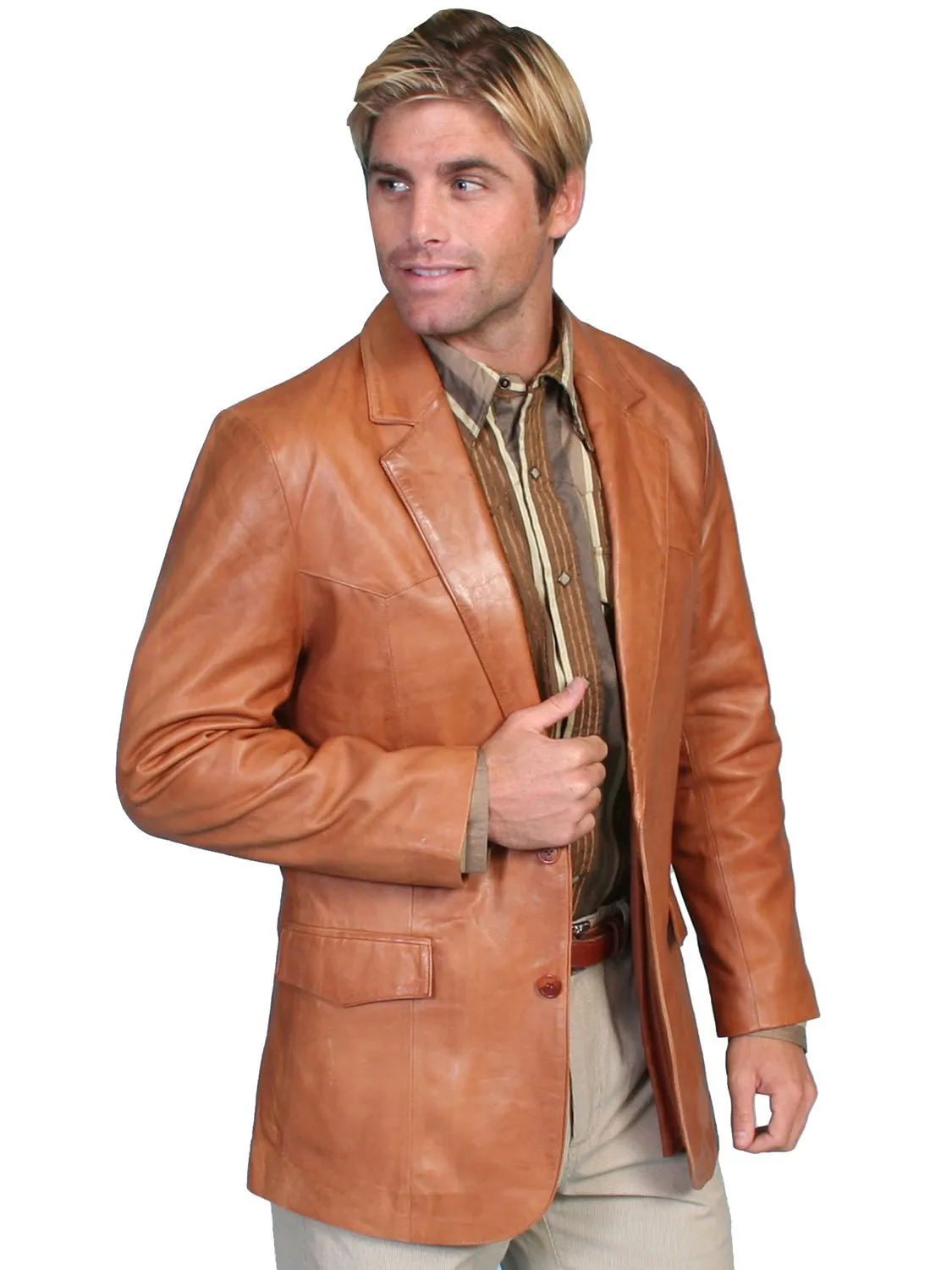 Scully Leather Mens Western Lambskin Blazer Ranch Tan