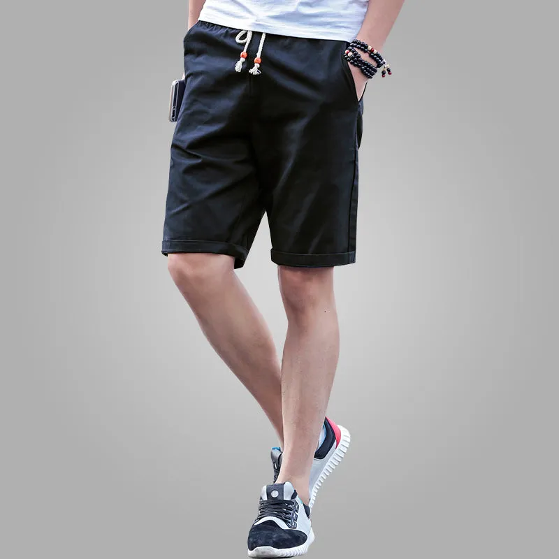 Shorts Men 2016 Summer Fashion Mens Shorts Casual Black Cotton Slim Bermuda Masculina Beach Shorts Joggers Trousers Solid Color