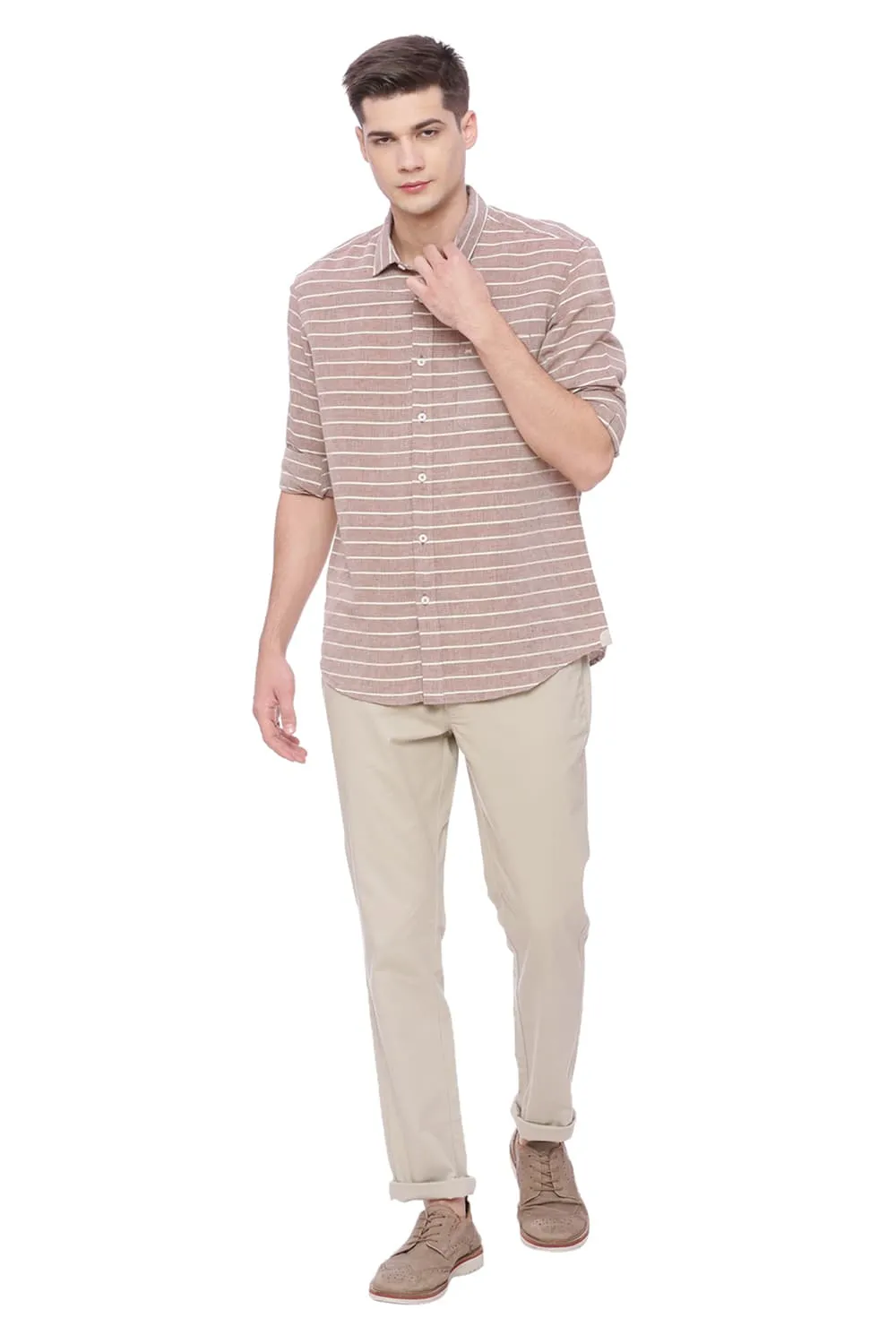 Skinny Fit Beige Stretch Trouser