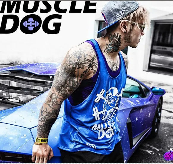 Skull Stringer Tank Top Men Professional Bodybuilding Vest Fitness Mens Sleeveless Crossfit Shirt Cotton Singlets Muscle Tops