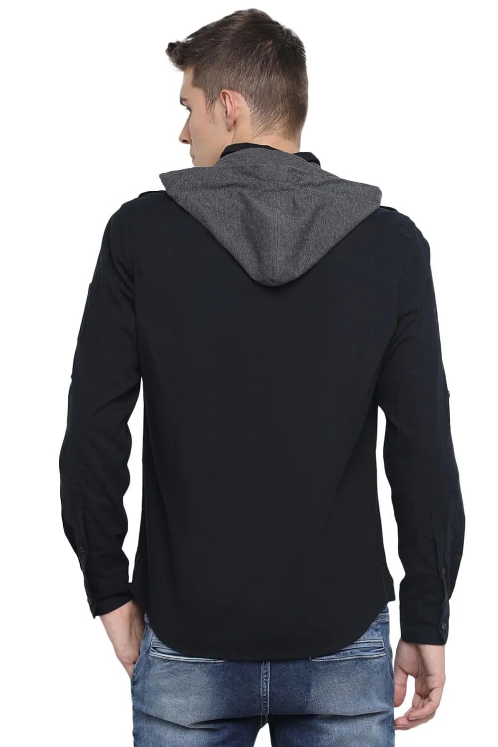 Slim Fit Hooded Twill Shirt