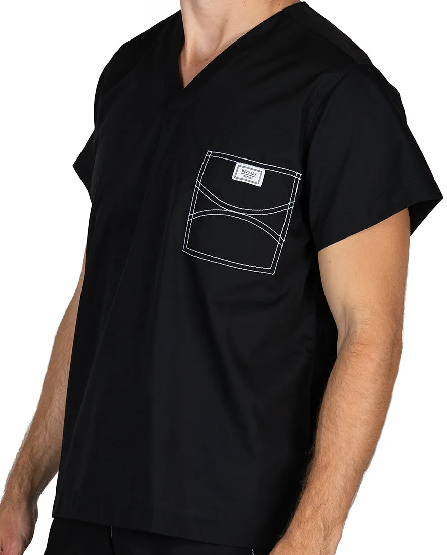 Small Jet Black David Shelby Scrub Tops