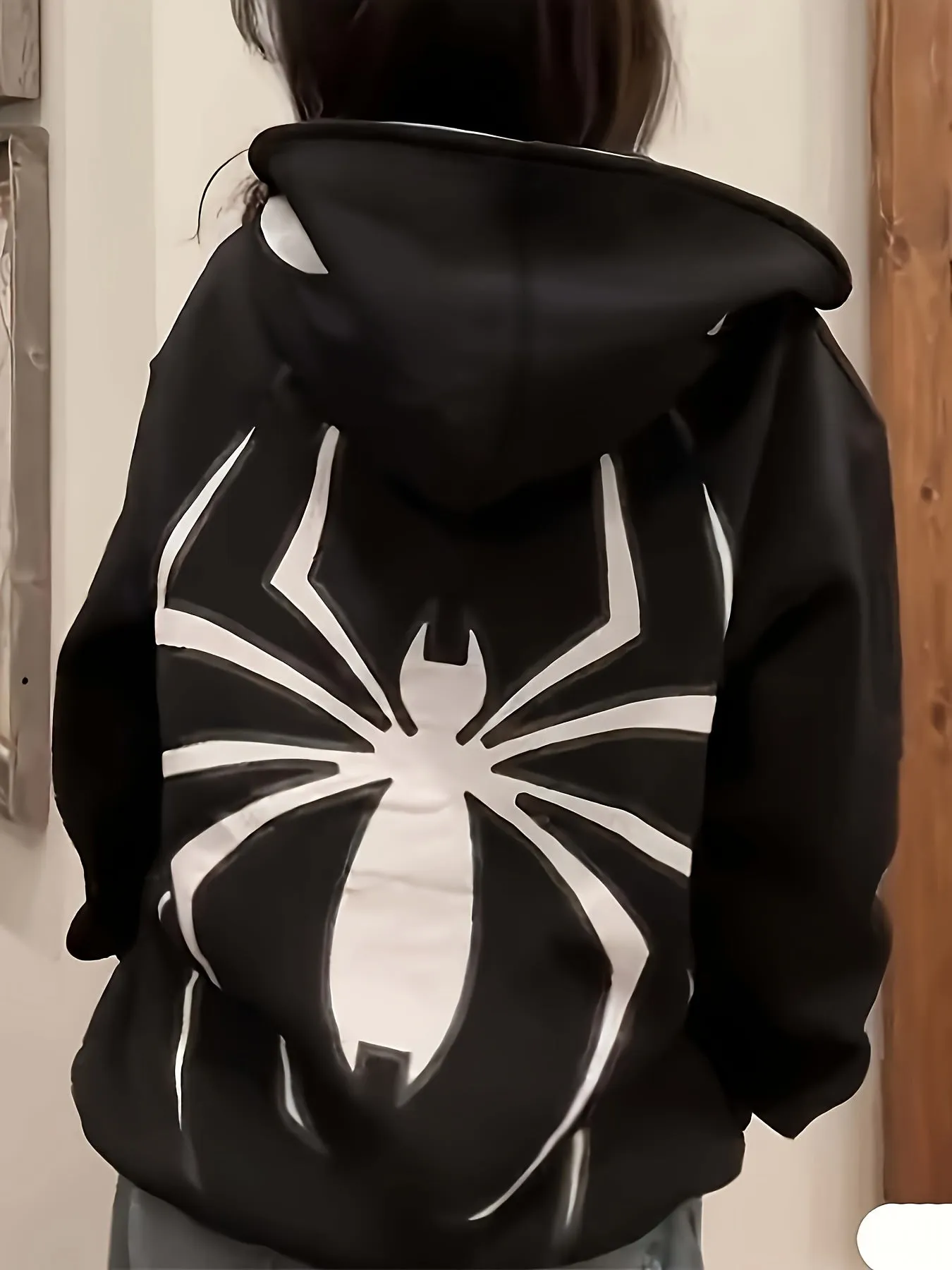 Stylish Spider  Letter Hoodie Womens Casual Zipup Jacket