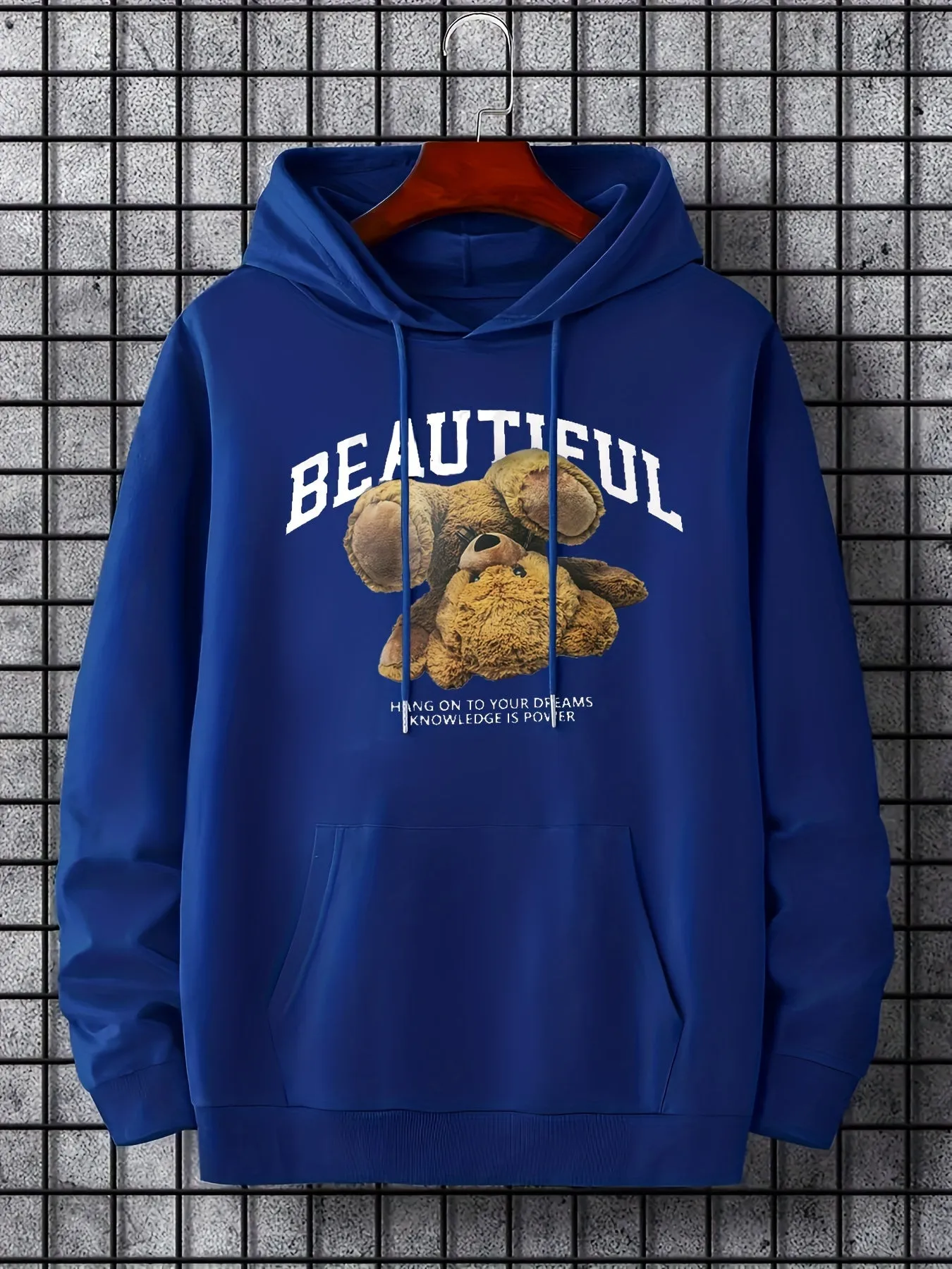 Stylish Womens Bear Print Hoodie with Kangaroo Pocket