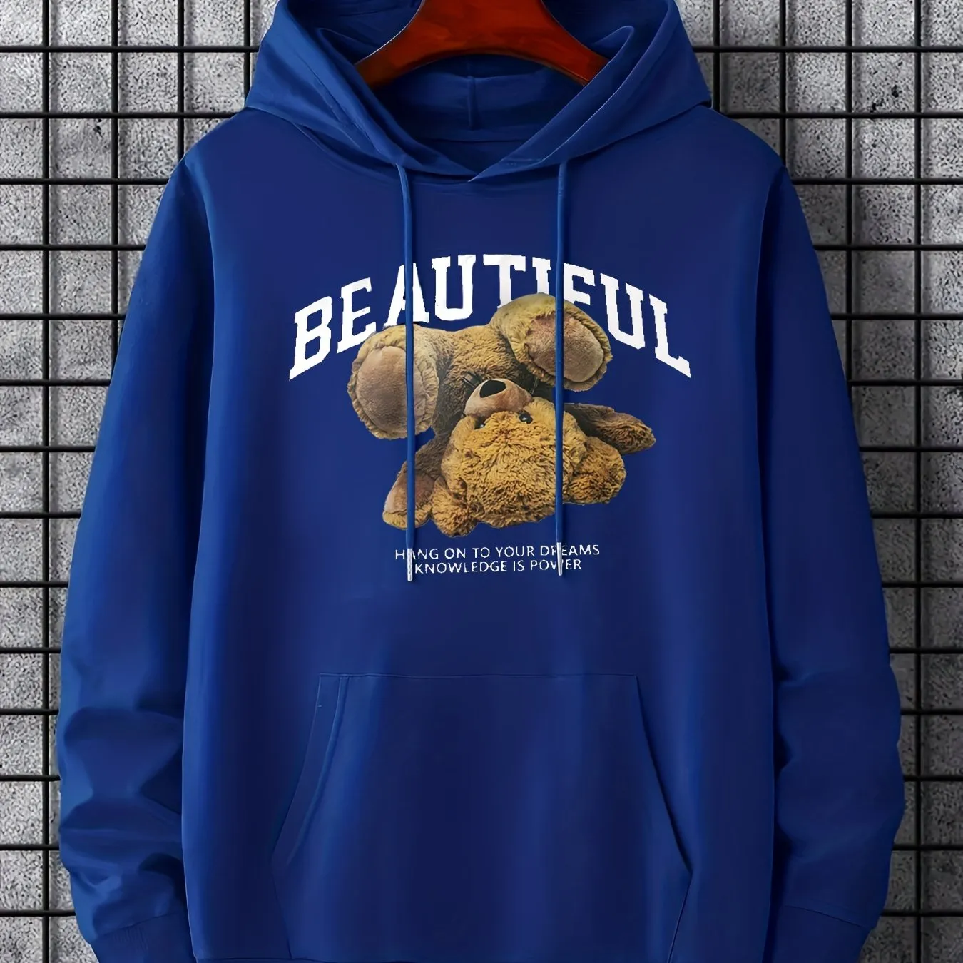 Stylish Womens Bear Print Hoodie with Kangaroo Pocket