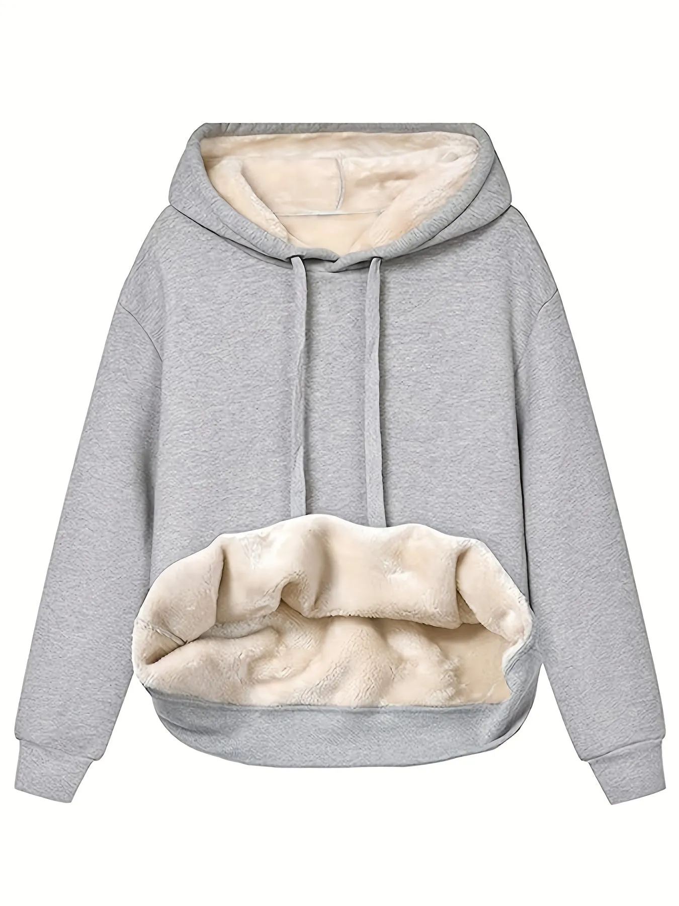 Stylish Womens Hoodie Solid Kangaroo Pocket for Fall  Winter