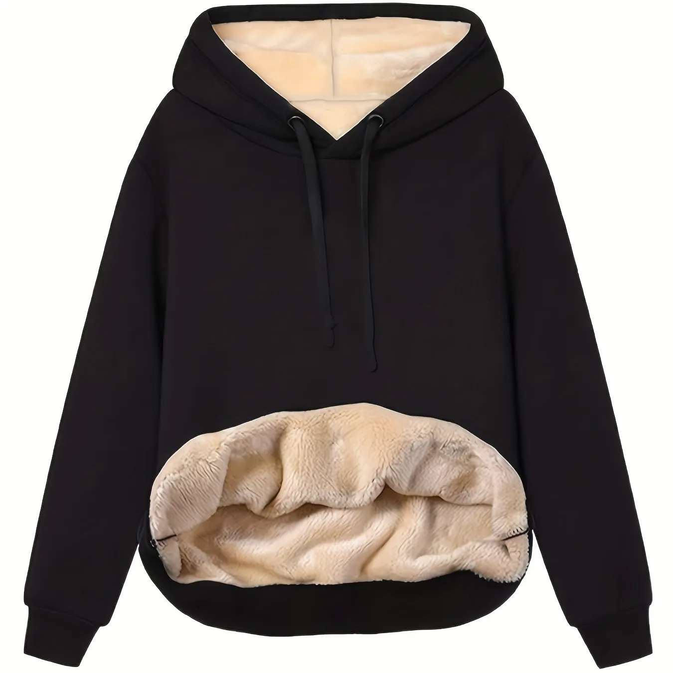 Stylish Womens Hoodie Solid Kangaroo Pocket for Fall  Winter