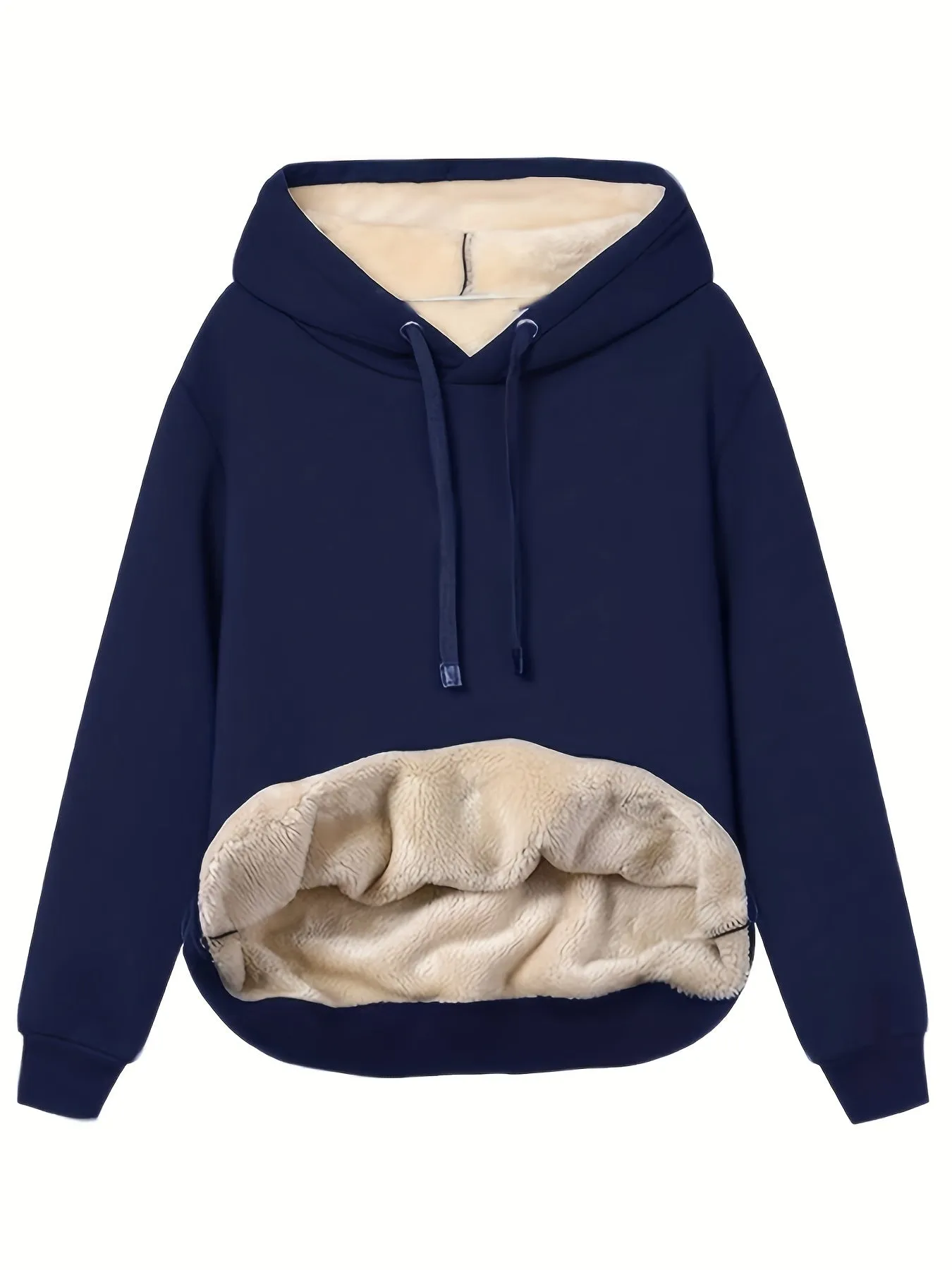 Stylish Womens Hoodie Solid Kangaroo Pocket for Fall  Winter