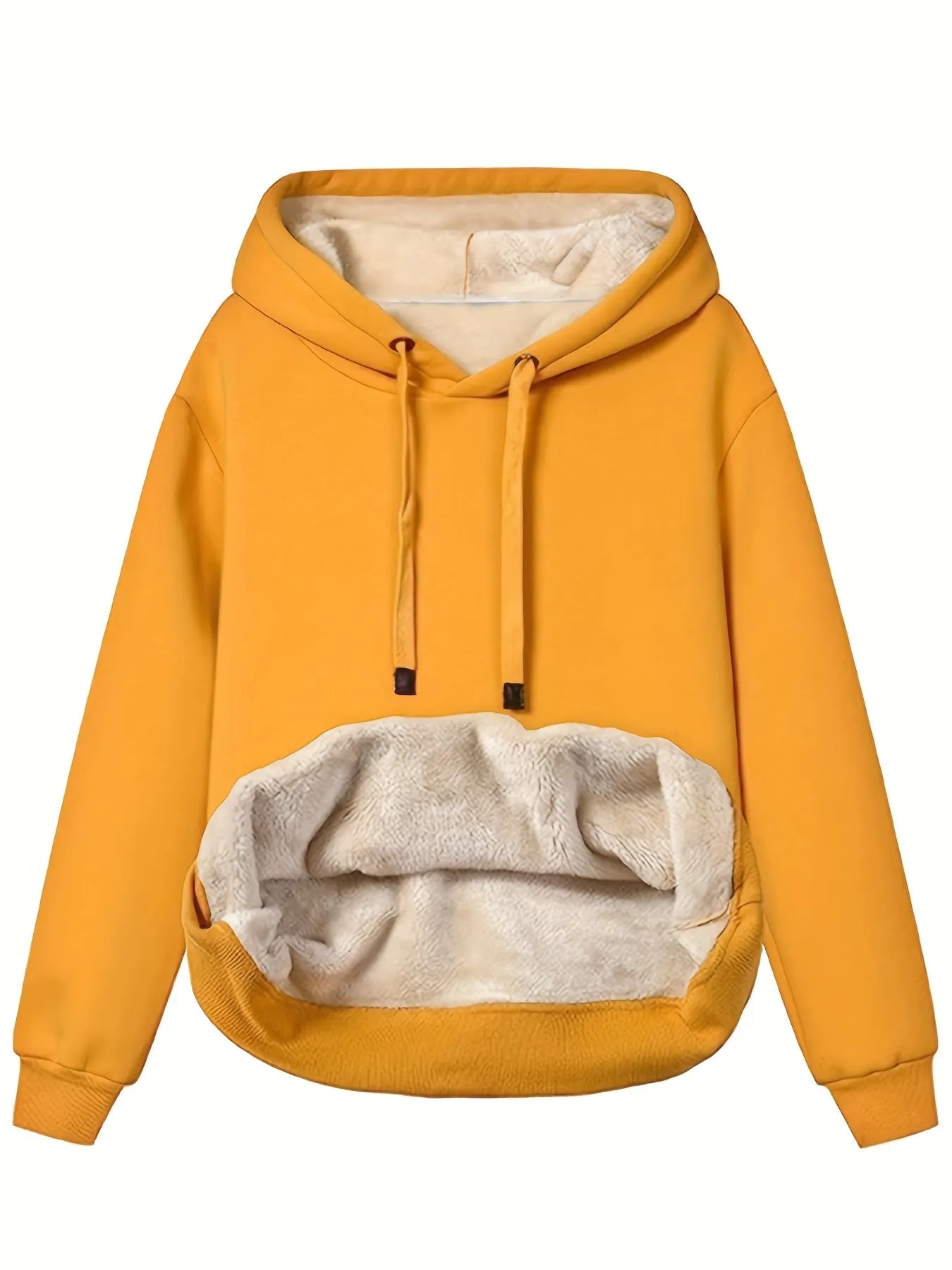 Stylish Womens Hoodie Solid Kangaroo Pocket for Fall  Winter