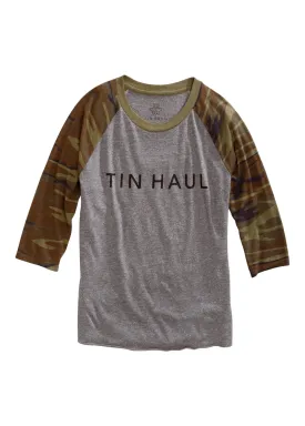 Tin Haul Mens Heather Grey/Camo Cotton Blend Script S/S T-Shirt