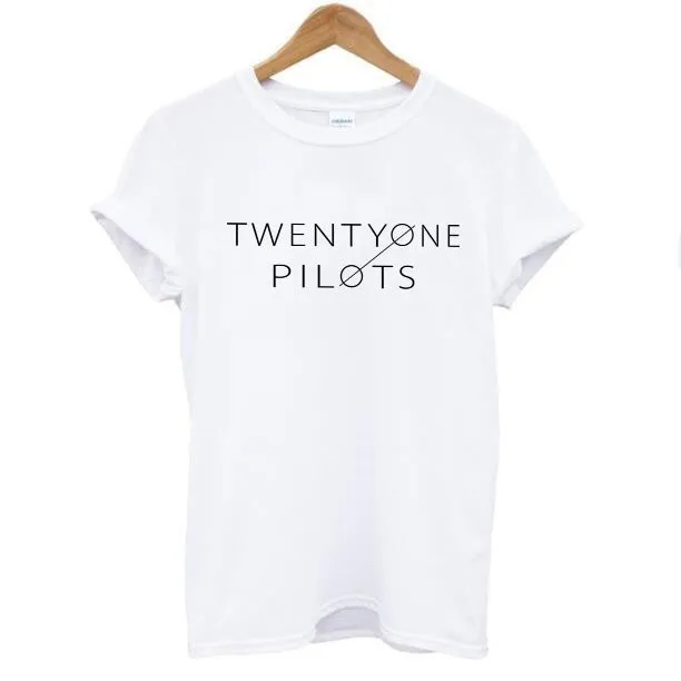 Twenty One Pilots Letter Print t shirt tops Women White Cotton Short Sleeve O-neck Slim Casual t-shirt tees cheap women clothes