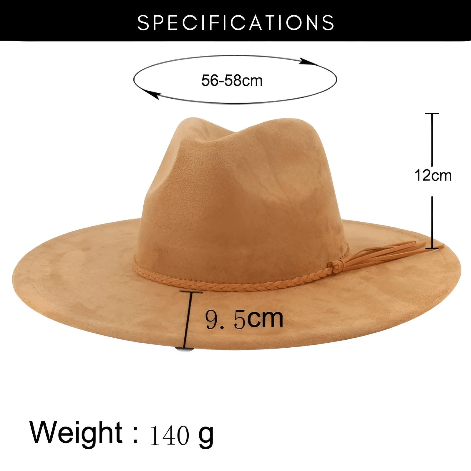 Unisex Suede Wide Brim Fedora - In 30 Colors!