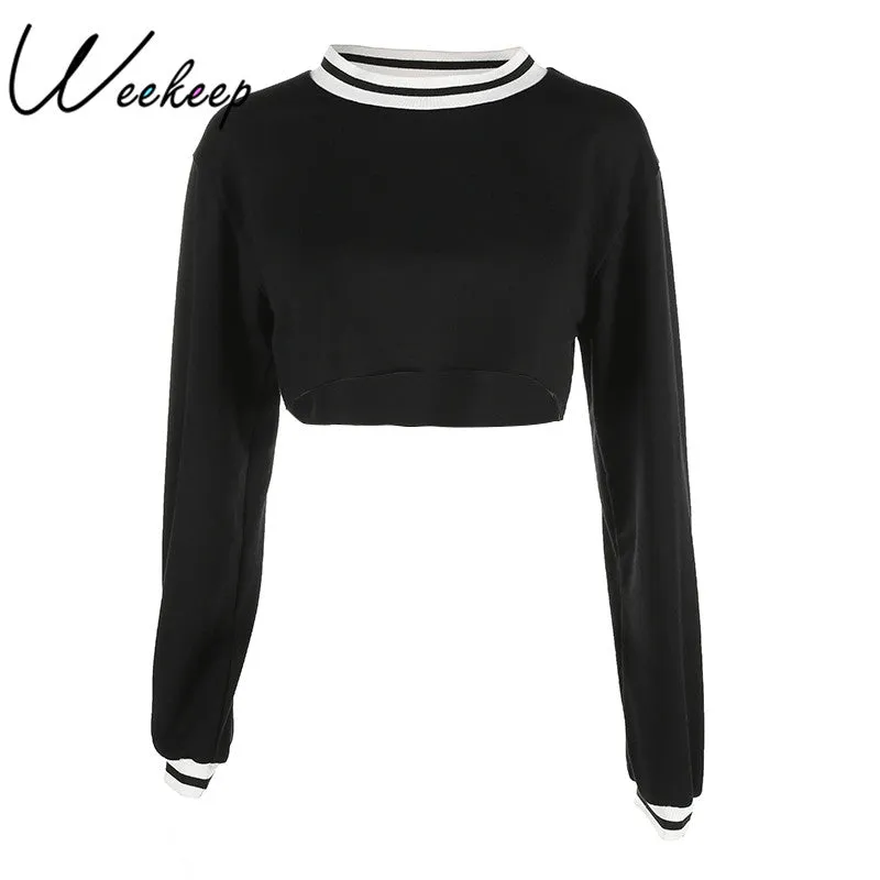 Weekeep 2017 Women Fashion Brand Hoodie Pink Letter Print Sweatshirt Knitted Long Sleeve Pullovers Polerones Mujer Harajuku Tops