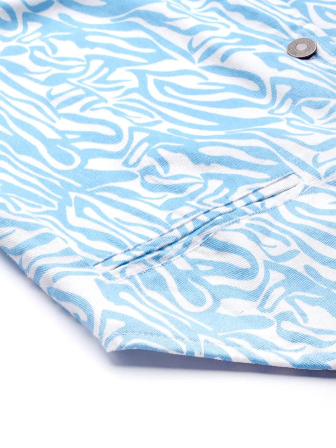 Women Blue Abstract Print Twill Waist Coast