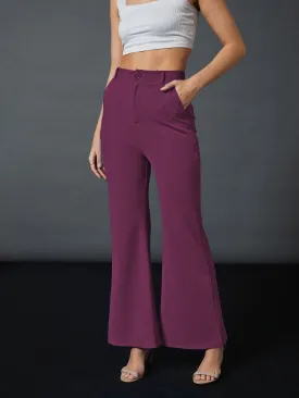 Women Mauve Bell Bottom Pants