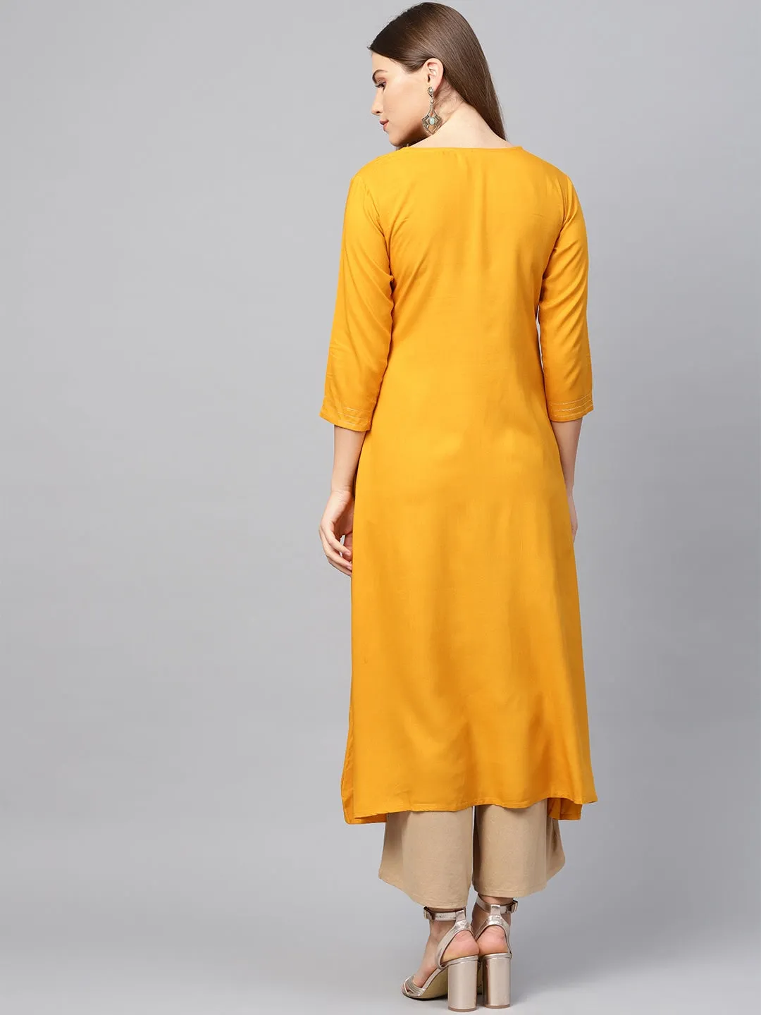 Women Mustard A-Line Kurta