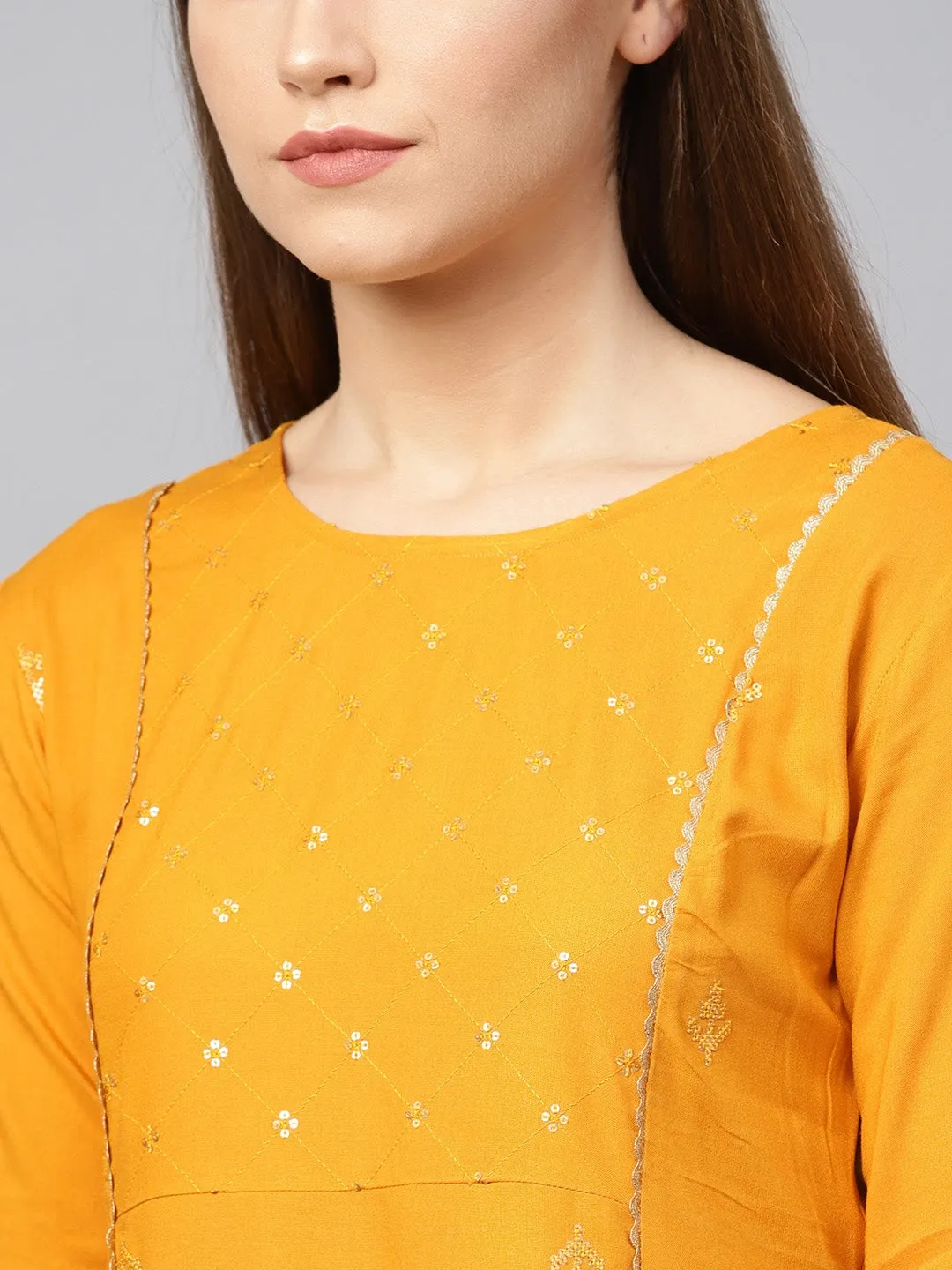 Women Mustard A-Line Kurta