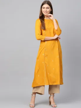 Women Mustard A-Line Kurta