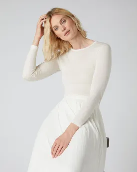 Women's Eden Superfine Cashmere Round Neck Top New Ivory White