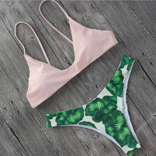 Women's Swimwear Fringed Beach Brazilian Bikini Set Wrinkled Green Elastic Swimsuit Bathing Suit Biquini Maillot De Bain E542