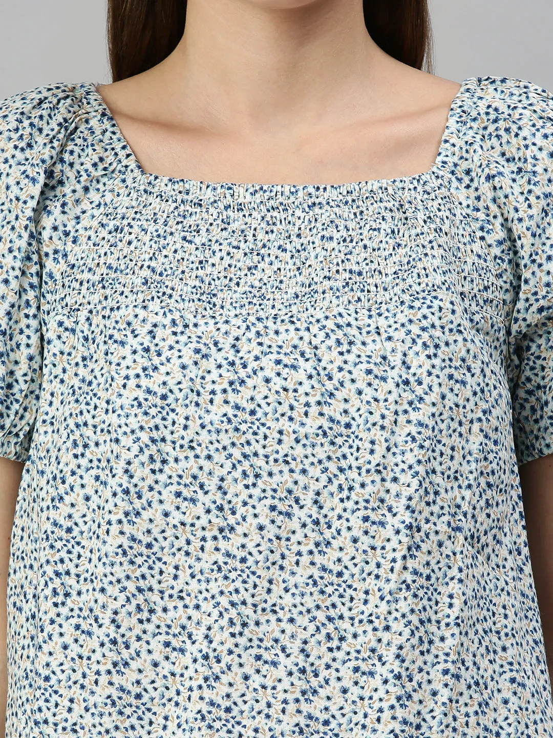 Women's White Printed Tops